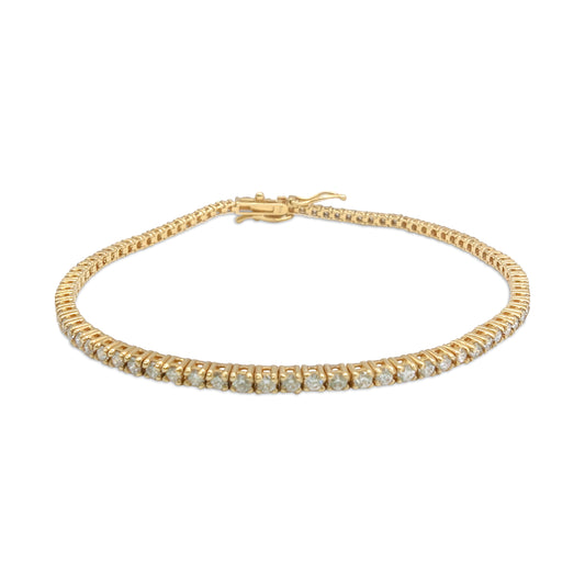 14K - Yellow Gold Chain Bracelet with Round Diamonds - TDW 2.00 CT