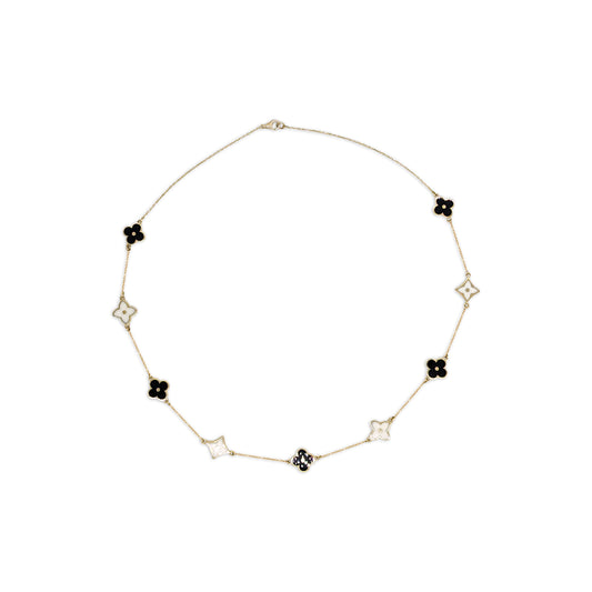 14K - Yellow Gold Black and White Van Cleef Chain Necklace