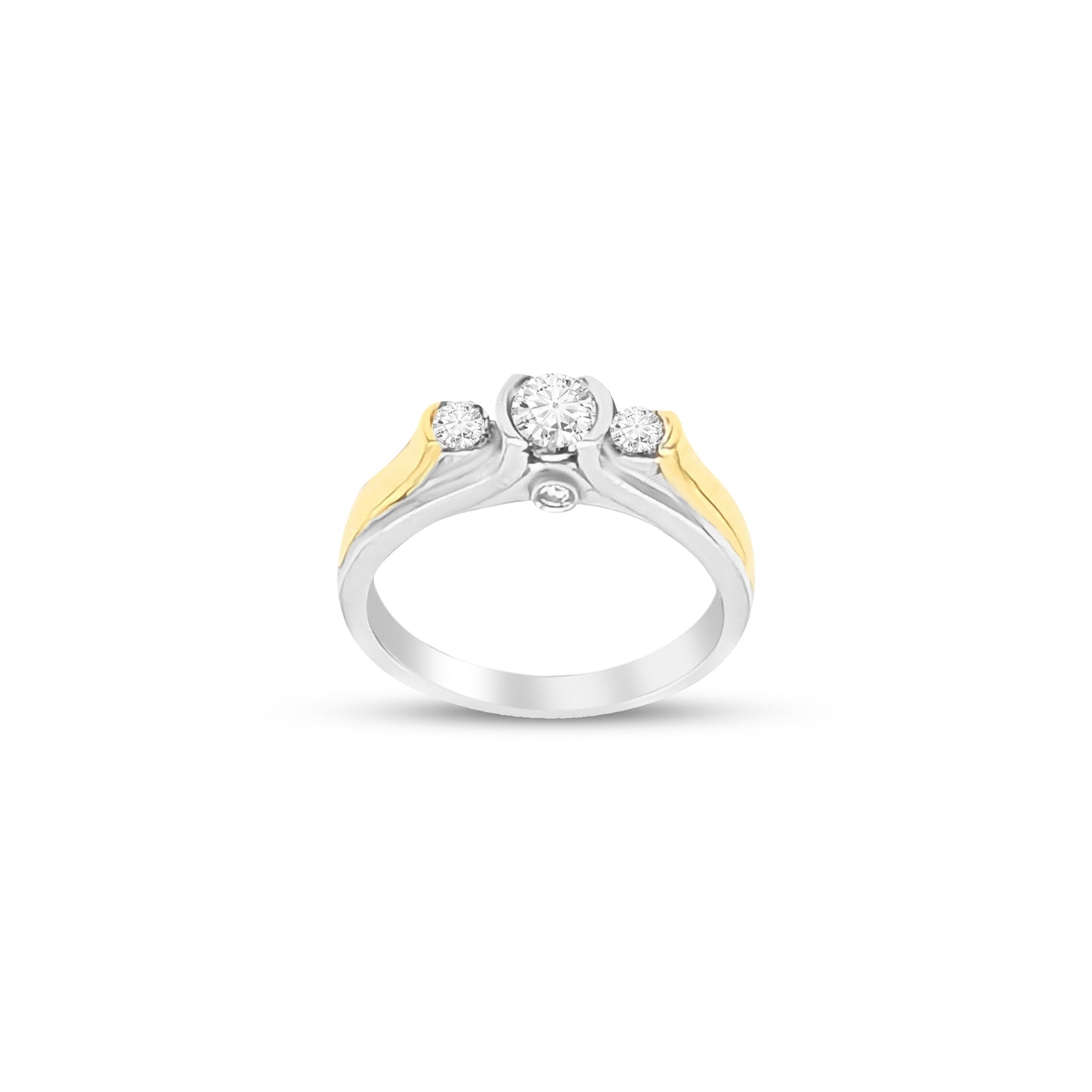 14K - Past, Present, Future, Two-Tone Gold Round Diamond Ring - TDW 0.62CT