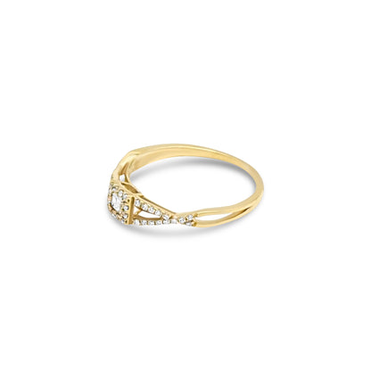 14K - Yellow Gold Princess Cut Infinity Diamond Ring - TDW 0.23CT
