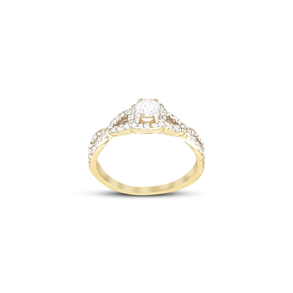 14K - Yellow Gold Infinity Round Diamond Ring - TDW