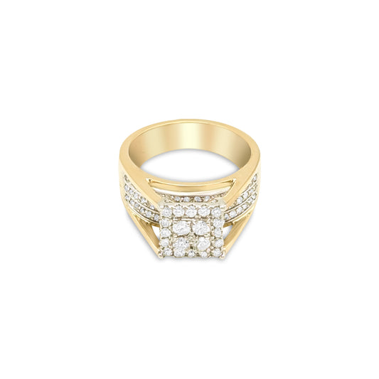 14K - Two-Tone Gold Cluster Round Diamond Ring - TDW 1.00CT