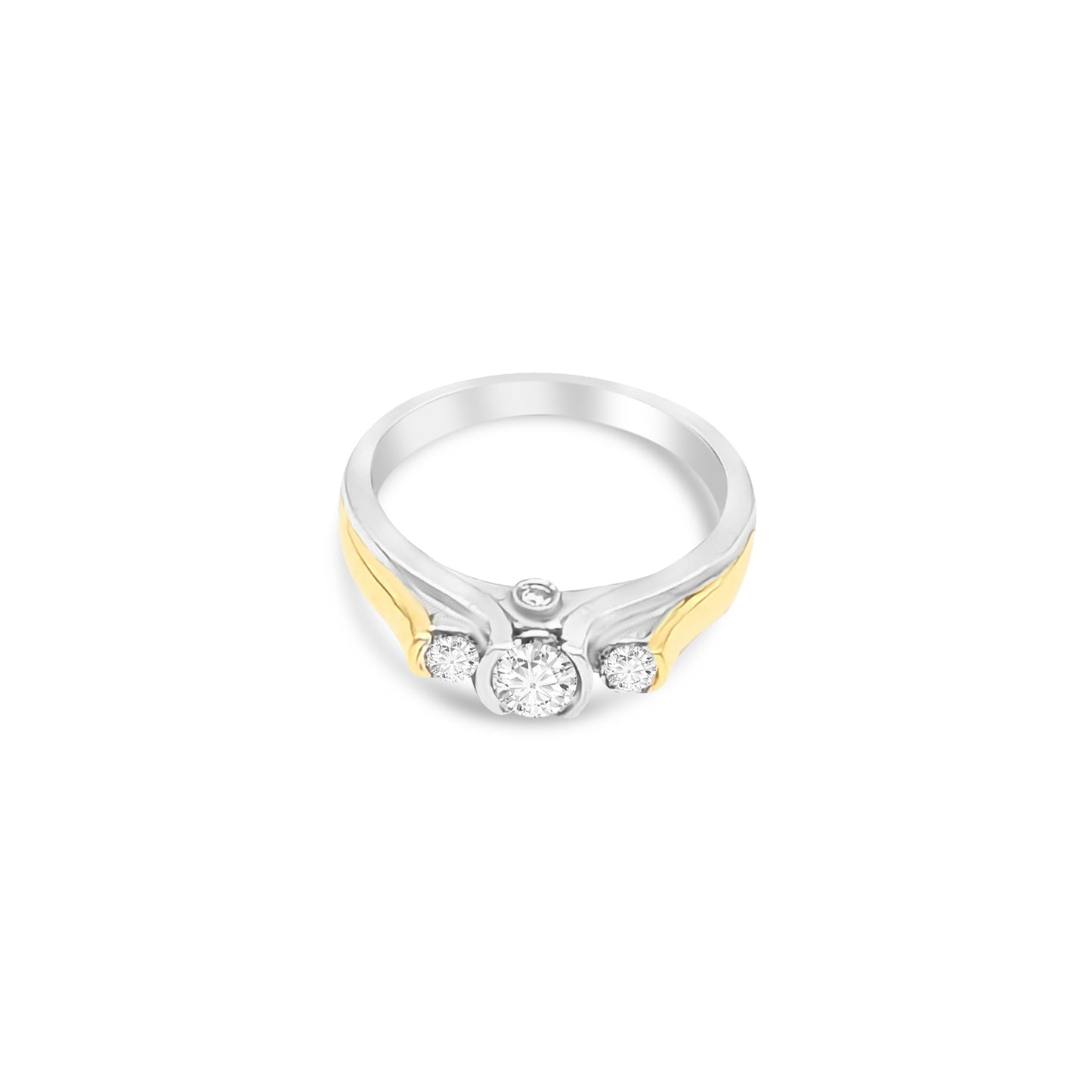 14K - Past, Present, Future, Two-Tone Gold Round Diamond Ring - TDW 0.62CT