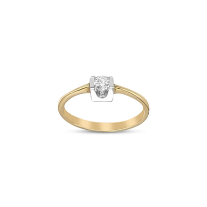 14K - Two Tone Round Cut Diamond Ring - TDW 0.15 CT