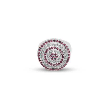 18K-White Gold - Ruby 1.60 CT - Diamond - 0.55 CT