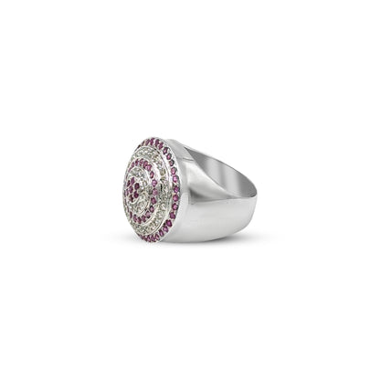 18K-White Gold - Ruby 1.60 CT - Diamond - 0.55 CT